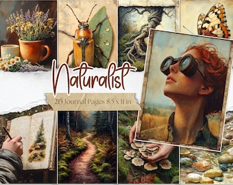Naturalist Junk Journal Pages: Printable Vintage Botanical Ephemera (Digital Download)