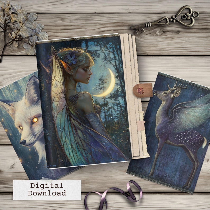 Enchanted Junk Journal Pages: Mystical Celestial Fairy Ephemera (Digital Download) image 5