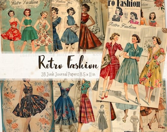 Vintage 1950s Fashion Printable Fashion Junk Journal Pages 50s Fashion Scrapbook Supplies Fashion Show Ephemera Retro 50s Digital Download
