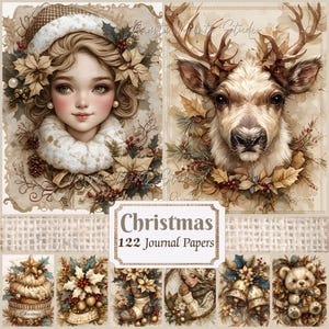 Christmas Junk Journal Kit Festive Scrapbooking Papers Holiday Junk Journal Pages Christmas Backgrounds Printable Ephemera Digital Download