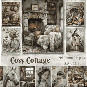 Kit à imprimer pour journal intime cosy, pages imprimables de journal indésirable, fournitures de scrapbooking, papiers numériques, éphémères de ferme vintage
