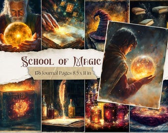 School of Magic Junk Journal Kit: Vintage Witch Academy Ephemera (Digital Download)
