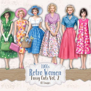Jaren 60 retro vrouwen kieskeurige bezuinigingen vintage papieren poppen jaren 60 mode printables mode ongewenste dagboek scrapbooking digitale collage kortstondige uitsnijdingen
