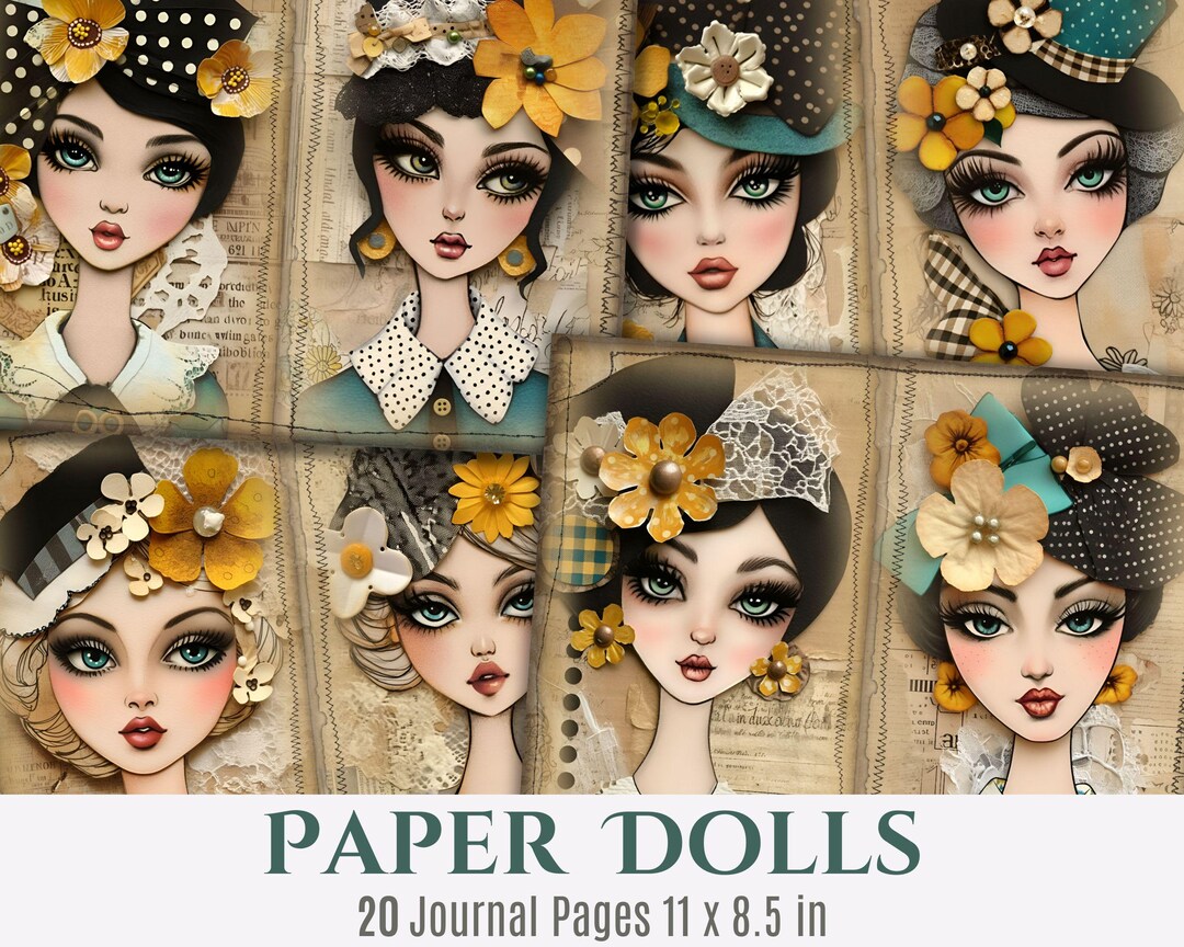 Vintage Paper Dolls Junk Journal Pages: Printable Ephemera (digital ...