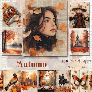 Autumn Junk Journal Printable Pages Rustic Fall Scrapbook Printables Cosy Fall Ephemera Thanksgiving Junk Journal Kit Digital Download