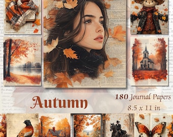 Autumn Junk Journal Printable Pages: Rustic Fall Ephemera (Digital Download)