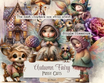 Autumn Fairy Fussy Cuts: Printable Junk Journal Ephemera (Digital Download)