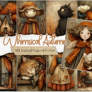 Whimsical Autumn Junk Journal Kit Printable Fall Journal Pages Cosy Cottagecore Autumn Ephemera Harvest Digital Papers for Scrapbooking