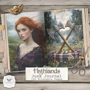 Scottish Highlands Junk Journal Pages – Celtic Folk Fantasy Printable Kit (Digital Download)