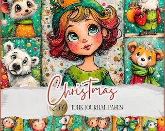 Christmas Junk Journal Pages – Whimsical Holiday Ephemera (Digital Download)