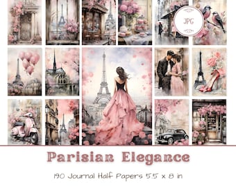 Paris Junk Journal Pages: Vintage French Ephemera, Shabby Chic (Digital Download)