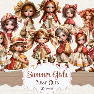 Imprimíveis para meninas de verão, cortes sofisticados, diário de lixo para meninas caprichosas, suprimentos para scrapbook, confecção de cartões, itens digitais de verão