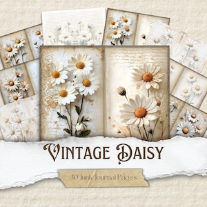 Gänseblümchen Junk Journal Seiten Vintage Gänseblümchen Printables Floral Scrapbooking Zubehör Frühling Collage Sheets Gänseblümchen Digitale Papiere Blume Ephemera