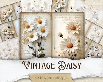 Vintage Daisy Junk Journal Pages: Floral Ephemera (Digital Download)