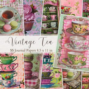 Vintage Tea Party Junk Journal Pages: Shabby Chic Ephemera (Digital Download)
