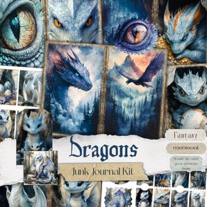 Dragon Junk Journal Kit Mystical Fantasy Ephemera Vintage Dragon Pages Mythical Scrapbook Printable Medieval Collage Sheets Enchanted Papers