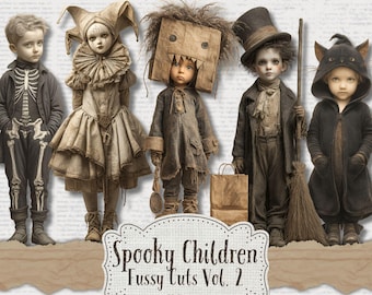 Spooky Halloween Kids Fussy Cuts: Vintage Ephemera (Digital Download)