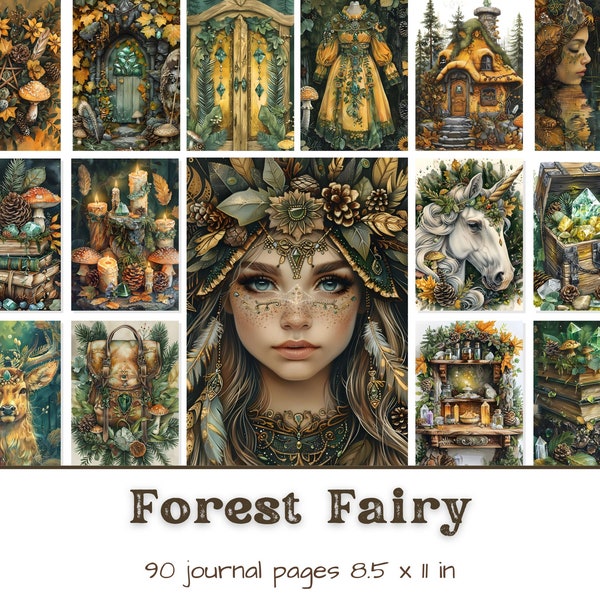 Forest Fairy Printable Journal Pages, Fairy Junk Journal Supplies, Magical Scrapbooking Kit, Digital Fairy Designs, DIY Fairy Crafts