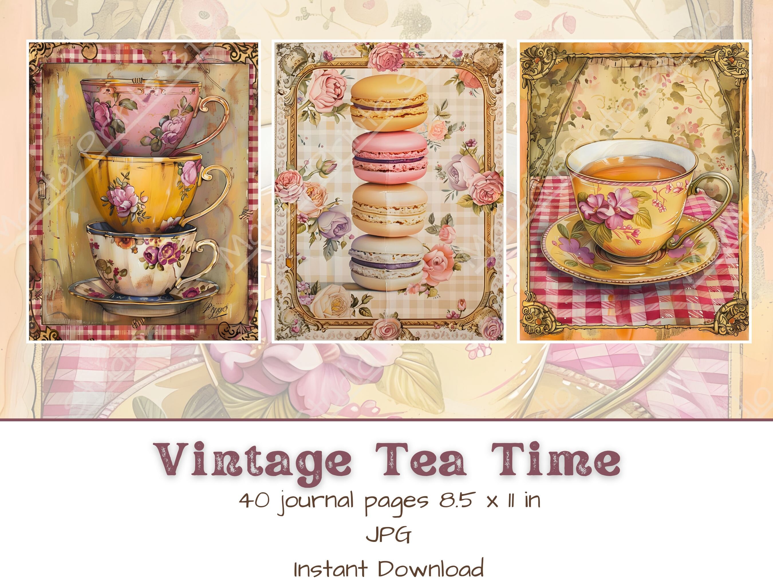 Tea Junk Journal Printable Pages, Vintage Scrapbook Kit, Tea Junk ...
