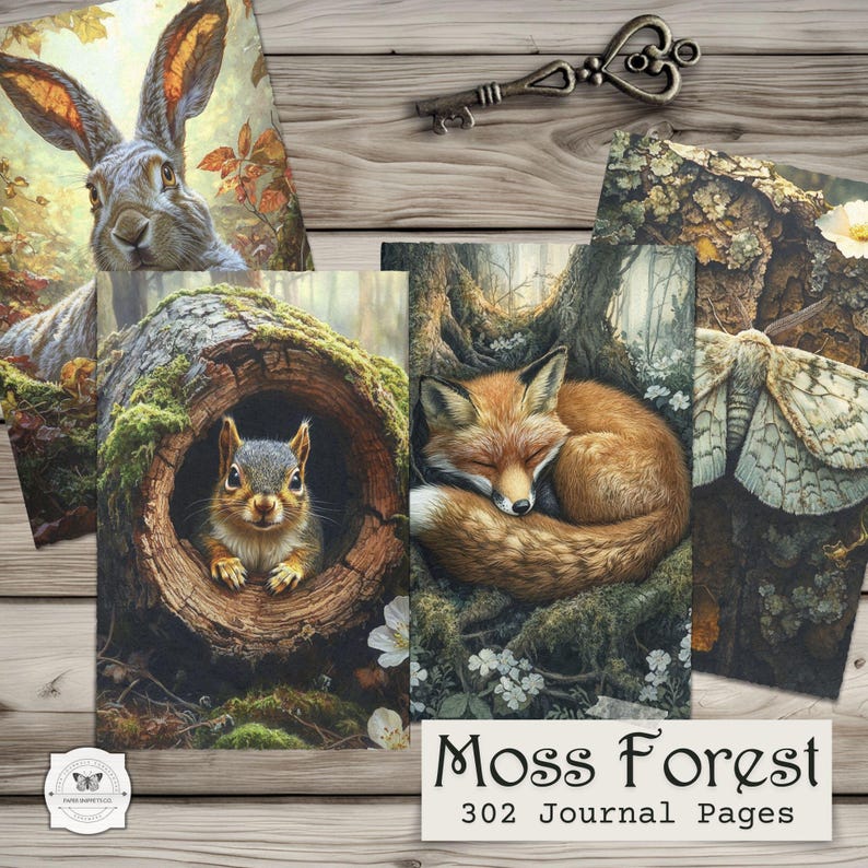 Moss Forest Junk Journal Pages – Enchanted Woodland Printable Ephemera ...