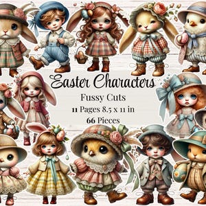 Cortes Fussy de Páscoa Clipart Imprimíveis de Páscoa Diário de Junk Caprichoso Recortes de Coelhinho da Páscoa Suprimentos para Scrapbook Cartões ATC Digitais Efêmeras da Primavera