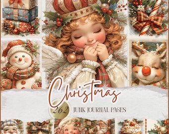 Christmas Junk Journal Pages – Holiday Printables, Vintage Xmas Scrapbook Ephemera, Digital Download