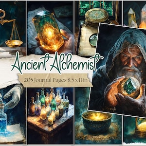 Pages de journal indésirable alchimiste sorcier médiéval kit de journal indésirable magique ésotérique papiers numériques sorcellerie Scrapbooking imprimable alchimie éphémères
