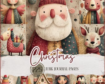 Whimsical Christmas Junk Journal Pages – Holiday Ephemera (Digital Download)
