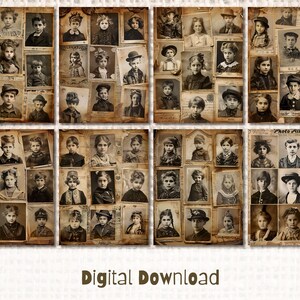 May include: A digital collage of vintage photographs of children, arranged in a grid pattern. The photos are in black and white and have a faded, antique look. The title "Photo Album" is visible at the top of the collage.