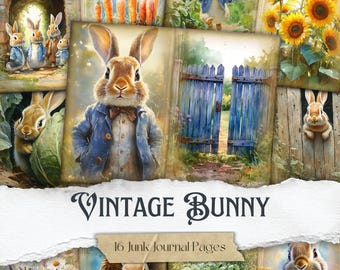 Vintage Bunny Junk Journal Pages: Garden Critters Printable Ephemera (Digital Download)