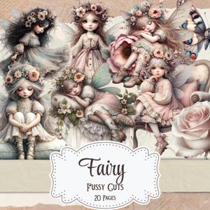 Vintage Fairy Kieskeurig Cuts Fairy Printables Grillige Junk Journal Faerie Plakboek Benodigdheden Kaarten Maken Digitale Bloemenfee Efemere Knipsels