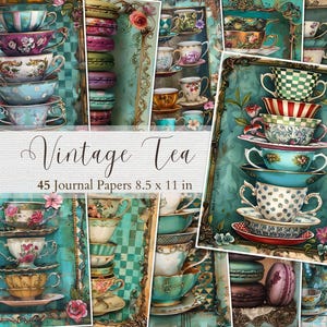 Vintage Tea Time Junk Journal Pages Tea Time Printables  Teacup Ephemera Tea Party Digital Papers Afternoon Tea Scrapbooking Supplies
