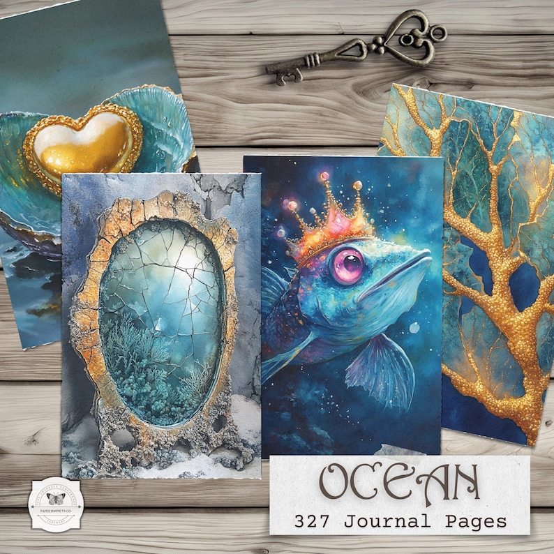 Ocean Junk Journal Pages – Dark Underwater Printable, Sea Fantasy ...