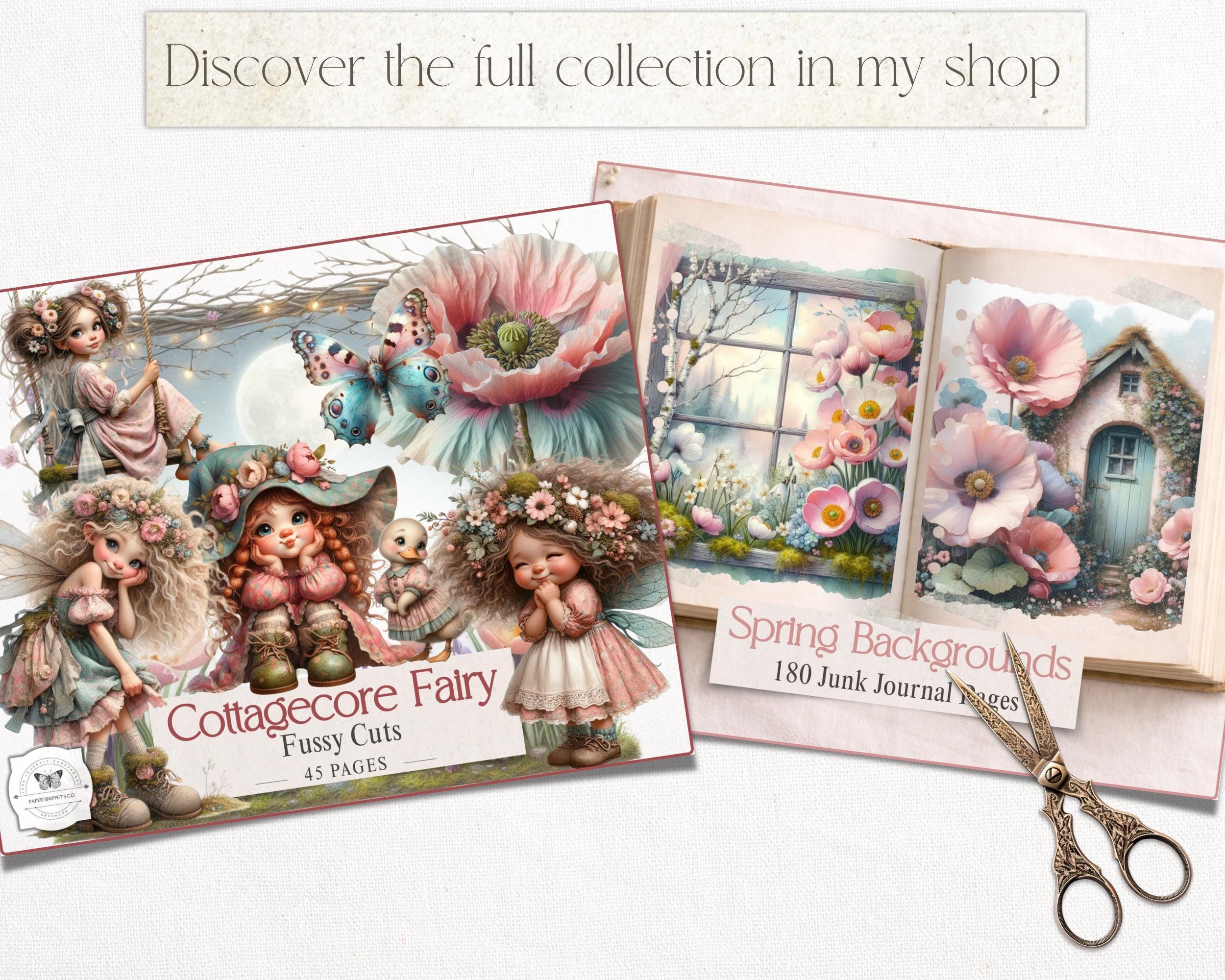 Spring Junk Journal Backgrounds – Cottagecore Spring Printable Papers ...
