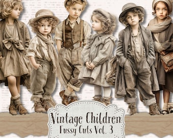 Vintage Children Fussy Cuts: Victorian Ephemera for Junk Journals (Digital Download)