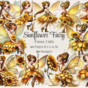 Lentefee Kieskeurig Cuts Stickers Fairy Printables Grillige Junk Journal Faerie Plakboek Benodigdheden Kaarten Maken Zonnebloem Fairy Ephemera