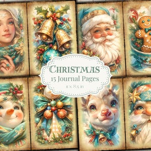 Christmas Junk Journal Kit Vintage Christmas Printables Festive Scrapbooking Holiday Junk Journal Pages Christmas Digital Papers Santa Xmas