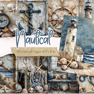 Oceaan ongewenste dagboekpagina's nautische printables maritieme collage vellen zee achtergronden nautische kortstondige strand ambachtelijke papieren digitale download
