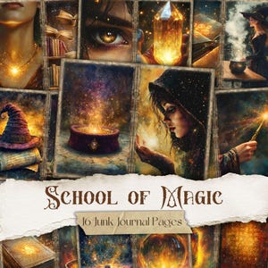 Pages du journal indésirable de l'école de magie Kit de journal indésirable de l'école de magie Papiers numériques sorcier(e)s sorcier(e)s Scrapbooking vintage Witch Academy Ephemera