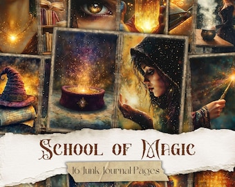 Magic School Junk Journal Kit: Vintage Witch Academy Ephemera (Digital Download)