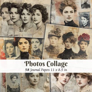 Vintage Photos Junk Journal Pages, Printable Victorian Era Photos, Scrapbook Kit, Antique Collage, Old Photos Ephemera, Digital Download