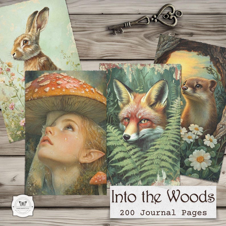 Forest Junk Journal Pages – Woodland Printable Ephemera, Nature Digital ...