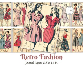 Vintage 1950s Sewing Patterns Scrapbook Paper - Junk Journal Supplies ...