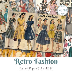 Vintage 1950s Fashion Printable Papers - Junk Journal, Scrapbooking & Paper Crafts - Instant Download, Vintage Ephemera, Scrapbook Supplies
