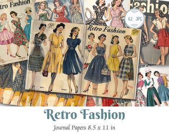 Vintage 1950s Fashion Printable Papers - Junk Journal, Scrapbooking & Paper Crafts - Instant Download, Vintage Ephemera, Scrapbook Supplies