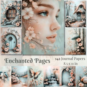 Pages de journal indésirable enchanté Imprimables fantaisistes Fournitures de scrapbooking fantastique Ephémères magiques Forêt enchantée Impressions numériques