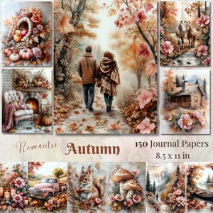 Páginas de diario basura de otoño Imprimibles románticos para álbumes de recortes de otoño Efímeras acogedoras de otoño Kit de diario basura de Acción de Gracias Hoja de collage de descarga digital