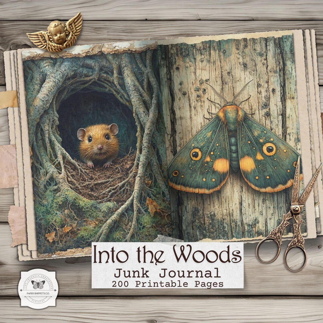 Forest Junk Journal Pages – Woodland Printable Ephemera, Nature Digital ...