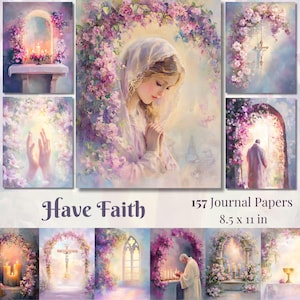 Faith Junk Journal Kit Christian Journal Papers Christian Printables Bible Ephemera Religious Scrapbooking Supplies Prayer Digital Prints
