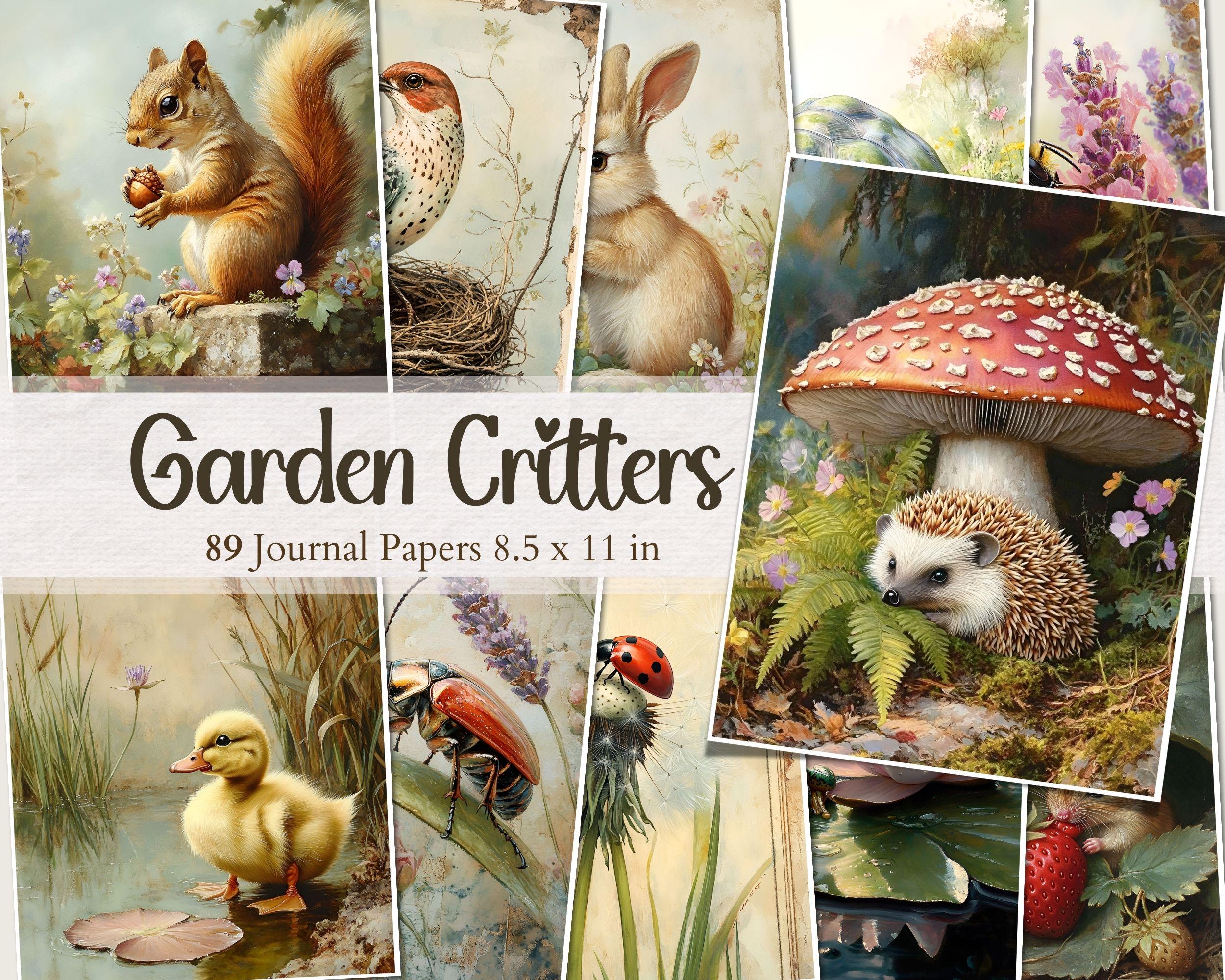 Garden Critters Junk Journal Pages Vintage Wildlife Printables Spring Scrapbooking Woodland Digital Papers Nature Ephemera Spring Collage